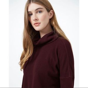 Tentree TreeWaffle Turtleneck Longsleeve in burgundy